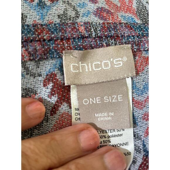 Chico's blue kimono, bohemian, global inspired, layering, eclectic, festival - Picture 5 of 6